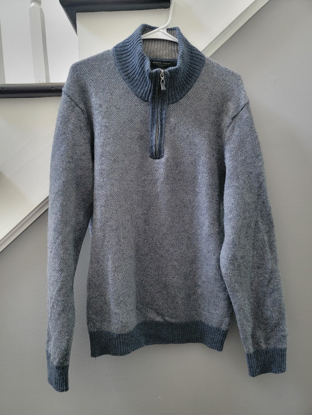 Pronto Uomo Grey Zip Mock Neck Sweater